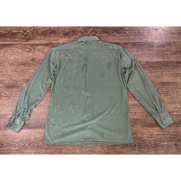 Vintage 70's Oleg Cassini by Burma Disco Shirt Nylon Green Houndstooth Men’s L - Picture 9 of 9